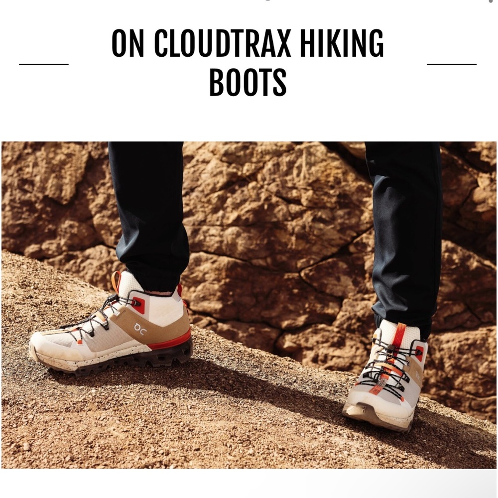 ON cloud Men's Cloudtrax Hiking Shoe high tops size  9 Color: Chai - Ivory